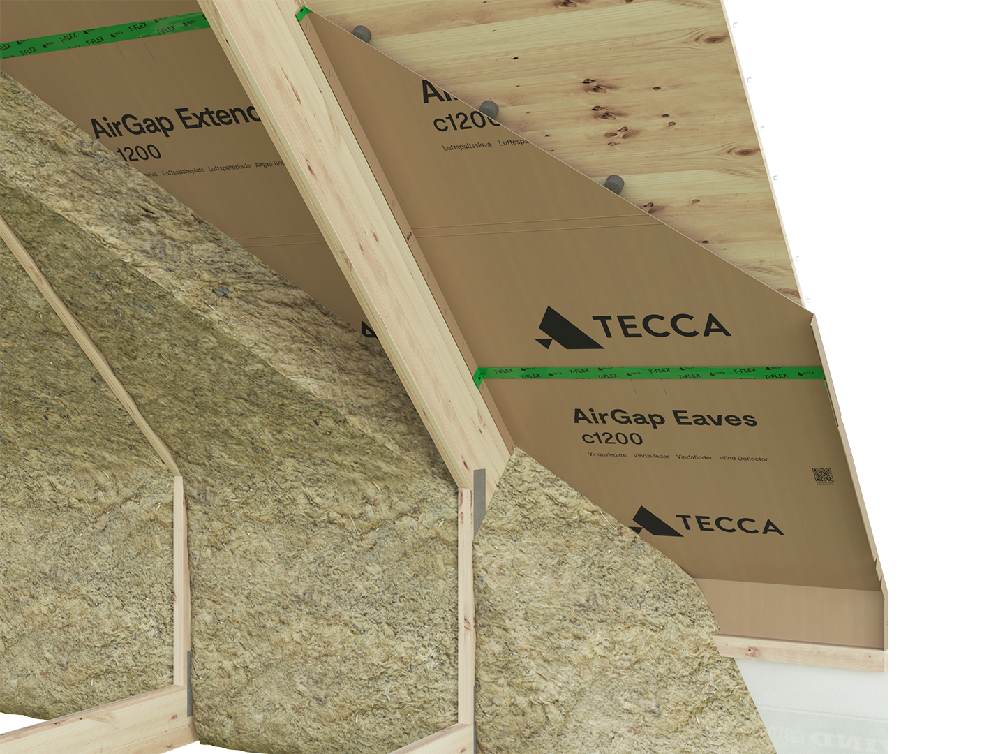 Roof wind protection with wind deflector and air gap board