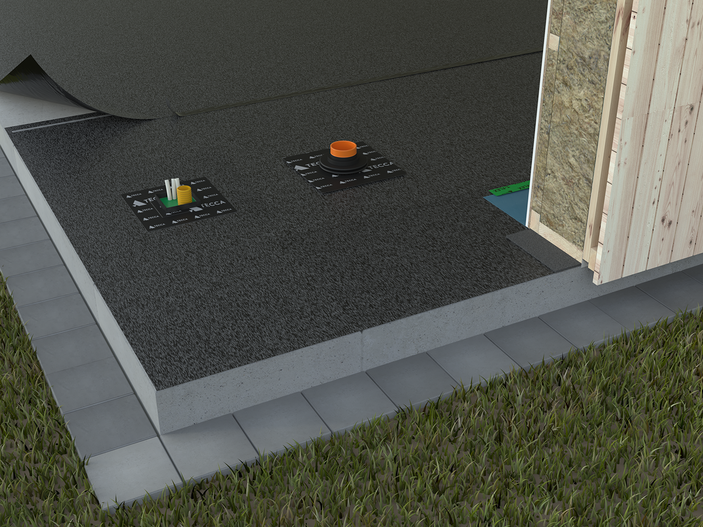 Radon barrier in foundation