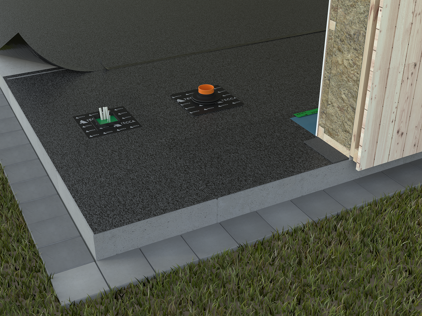 Radon barrier in foundation
